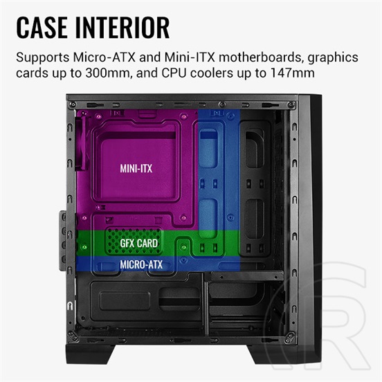 Aerocool Cylon Mini RGB (mATX, ablakos, fekete)