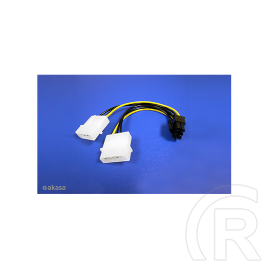 Akasa tápkábel átalakító (2 x 4 pin Molex / 6 pin PCIe, 10 cm)