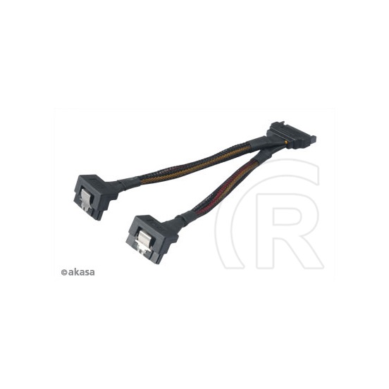 Akasa SATA 15 pin - 2 x SATA 15 pin tápelosztó kábel 15cm