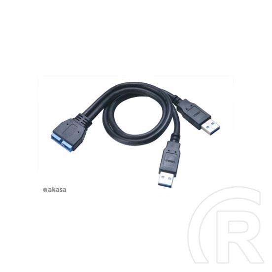 Akasa USB 3.0 (M) pin header - 2 x USB 3.0 (M) kábel 30cm (fekete)
