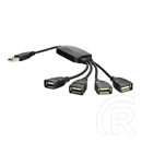 Akyga AK-AD-13 USB hub (4xUSB-A, USB 2.0, 15cm, fekete)