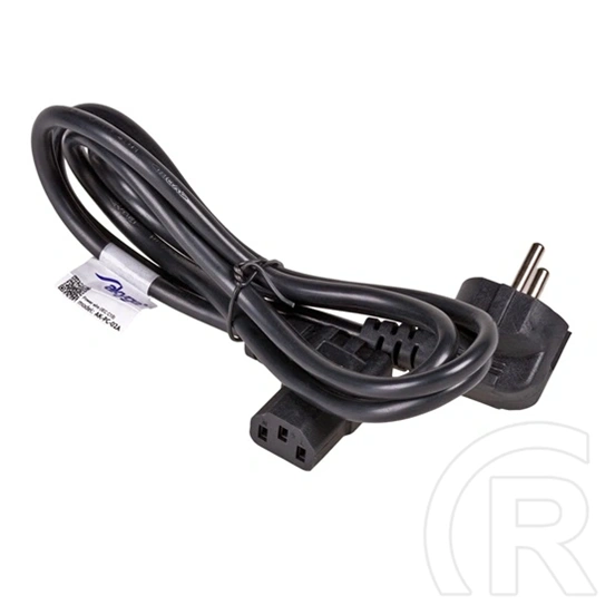 Akyga AK-PC-02A hálózati tápkábel (IEC C13 90° - CEE7/7, 1,5 m, 3×0,5 mm2, 250 V, 10 A, fekete)