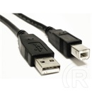 Akyga USB 2.0 kábel (A dugó / B dugó, 3 m, fekete)