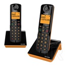 Alcatel s280 duo telefon készülék (vezeték nélküli, 1 bázis, 2 kézibeszélő, nagy kijelző, dect) fekete/narancssárga