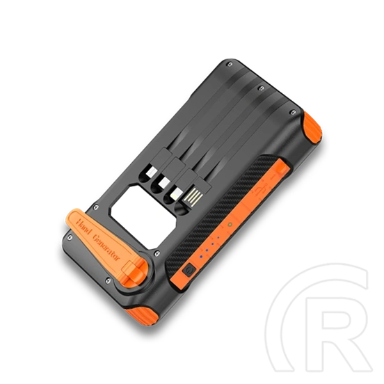 Alcor SD10000 Solar & Dynamo vésztöltő (10 000 mAh, napelem, dinamó, beépített lámpa, USB-A aljzat, micro USB/Type-C/Lig