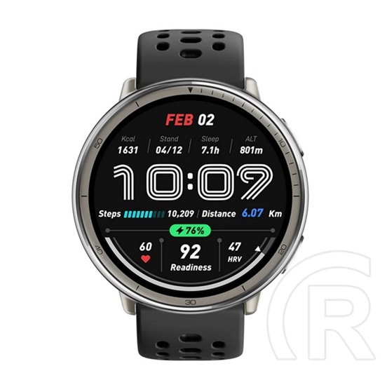 Amazfit active 2 okosóra (bőr szíj, aktivitásmérő, gps, 160 sport mód, nfc, vízálló, 5 atm + szilikon szíj) fekete