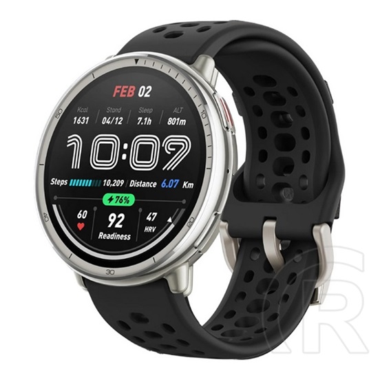 Amazfit active 2 okosóra (bőr szíj, aktivitásmérő, gps, 160 sport mód, nfc, vízálló, 5 atm + szilikon szíj) fekete