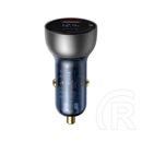 Amorus Baseus autós töltő usb / type-c aljzat (5v / 3000ma, 65w, pd gyorstöltés tám., led kijelző) ezüst