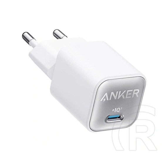 Anker Nano 3 hálózati töltő (USB-C aljzat, 30 W, GaN, gyorstöltő, fehér)