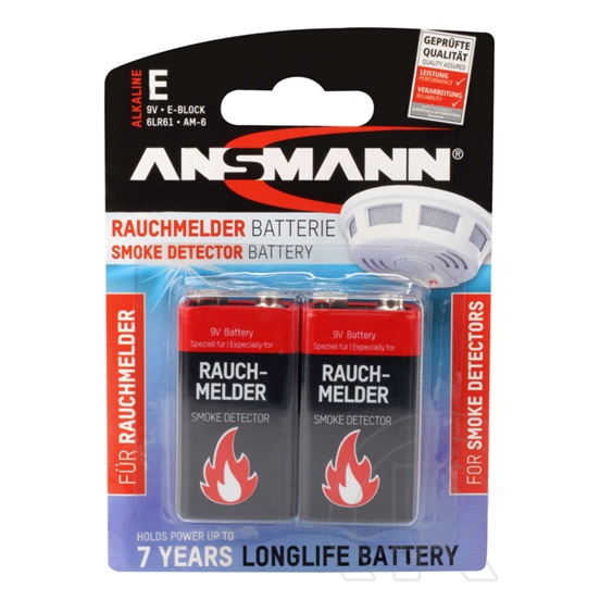 Ansmann elem füstjelzőbe (6LR61, 2db)