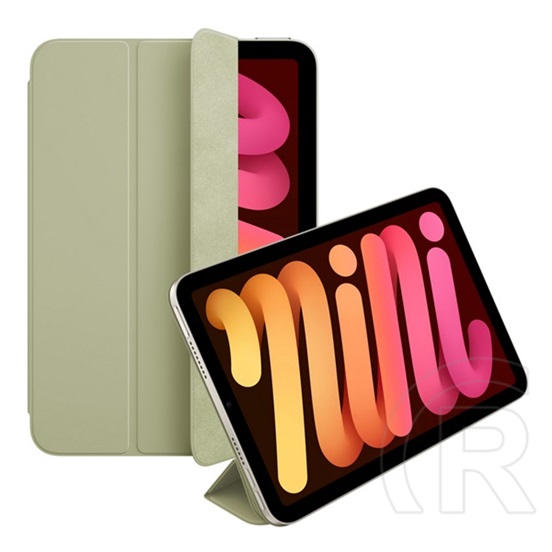 Apple IPAD mini 7 (2024) smart folio tok álló, bőr hatású (aktív flip, oldalra nyíló, trifold, asztali tartó) zsályazöld