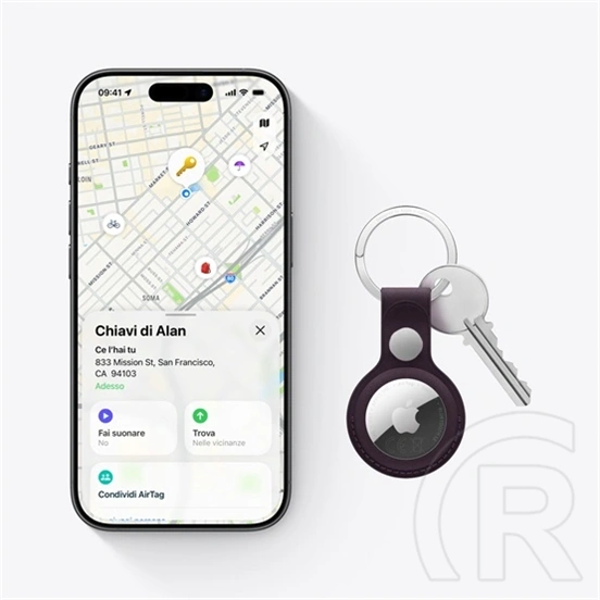 Apple airtag 2.gen. bluetooth nyomkövető 1db (kulcstartóra, táskára, autóba, valós idejű nyomkövetés) fehér
