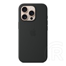 Apple iPhone 16 Pro Magsafe-rögzítésü szilikon tok, fekete