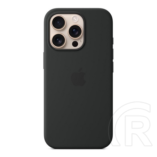 Apple iPhone 16 Pro Magsafe-rögzítésü szilikon tok, fekete
