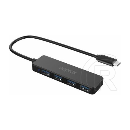 Approx USB HUB - Type-C 4in1 HUB (4db USB3.0) Fekete