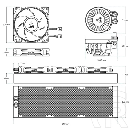 Arctic Liquid Freezer III Pro 360 A-RGB CPU vízhűtő fehér
