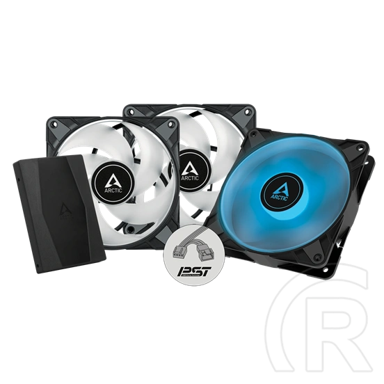 Arctic P12 PWM PST RGB 3-Pack (120 mm, 3 db, fekete)