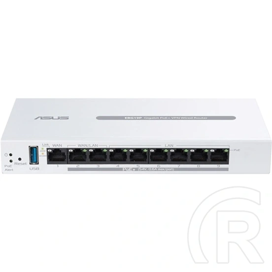 Asus ExpertWiFi EBG19P router (8x Gigabit PoE+ port, 2x LAN/WAN, 1x WAN, USB 3.2 Gen1, PoE max 123 W)