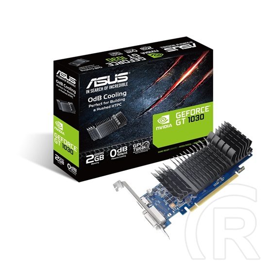 Asus GeForce GT 1030 VGA (PCIe 3.0, 2 GB DDR5, 64 bit, DVI+HDMI, passzív hűtő)