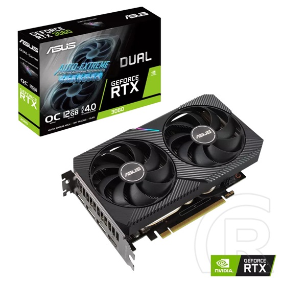 Asus nVidia Geforce RTX 3060 Dual V2 OC VGA (PCIe 4.0, 12 GB GDDR6, 192 bit, 3xDP+HDMI, aktív hűtő)