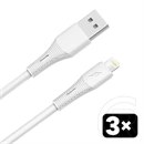 Avax 3 db USB-A - Lightning töltő- és adatkábel 1,5 m (fehér, puha szilikon, 12W)