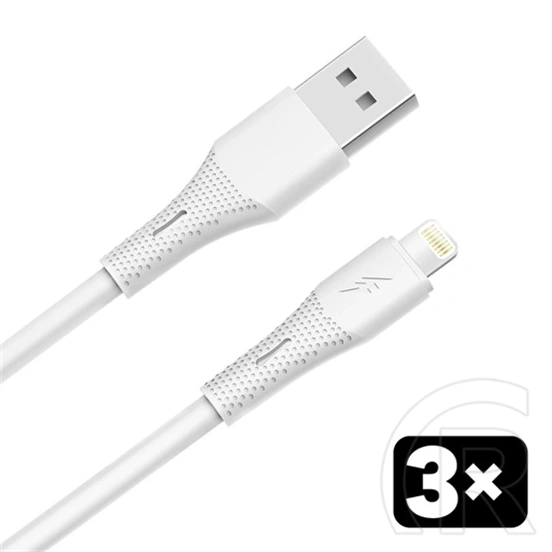 Avax 3 db USB-A - Lightning töltő- és adatkábel 1,5 m (fehér, puha szilikon, 12W)