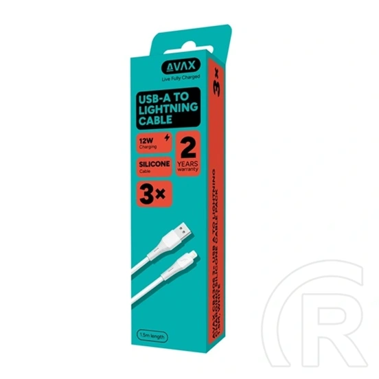 Avax 3 db USB-A - Lightning töltő- és adatkábel 1,5 m (fehér, puha szilikon, 12W)