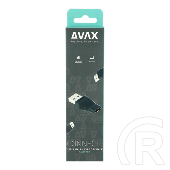 Avax AD601 CONNECT+ USB-A - Type-C átalakító (USB-A x1, Type-C x1, gyors adatátvitel, fekete)
