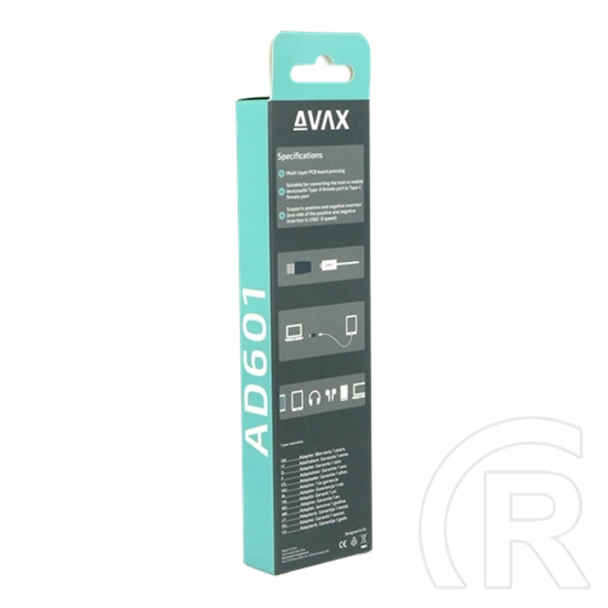 Avax AD601 CONNECT+ USB-A - Type-C átalakító (USB-A x1, Type-C x1, gyors adatátvitel, fekete)