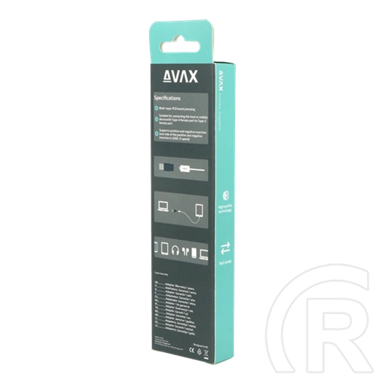 Avax AD601 CONNECT+ USB-A - Type-C átalakító (USB-A x1, Type-C x1, gyors adatátvitel, fekete)