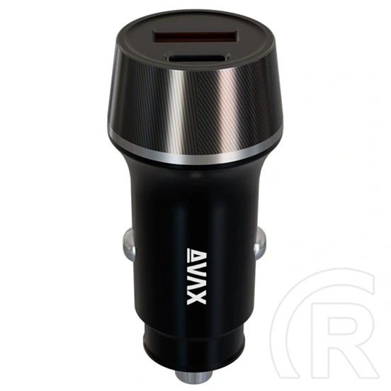 Avax CC304B Carly autós töltő (USB-C+USB-A aljzat, 38W, PD 3.0, fekete)