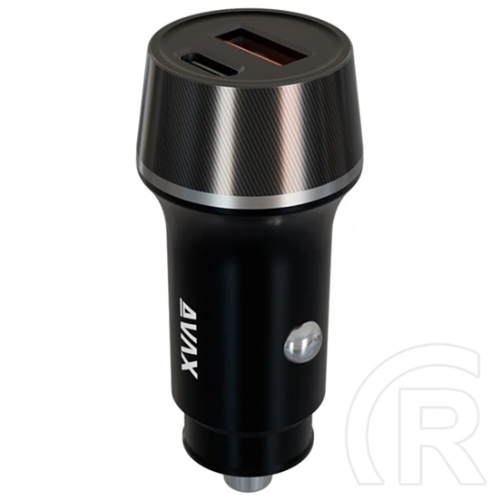 Avax CC304B Carly autós töltő (USB-C+USB-A aljzat, 38W, PD 3.0, fekete)