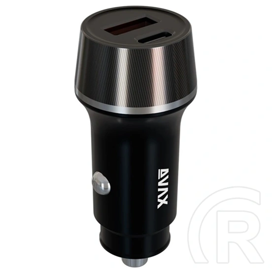 Avax CC304B Carly autós töltő (USB-C+USB-A aljzat, 38W, PD 3.0, fekete)