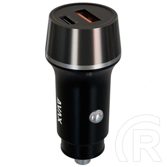 Avax CC304B Carly autós töltő (USB-C+USB-A aljzat, 38W, PD 3.0, fekete)