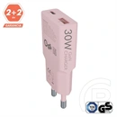 Avax CH641P Nano Slim fali töltő USB-C+USB-A aljzat (30w, gan, pd3.0, qc3.0, ultravékony, rózsaszín)