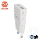 Avax CH641W Nano Slim fali töltő (30W, GaN, USB-C PD3.0, USB-A QC3.0, dupla töltés, fehér)