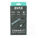 Avax HB600 CONNECT+ USB 3.0 hub (4xUSB 3.0, kompakt, fekete)