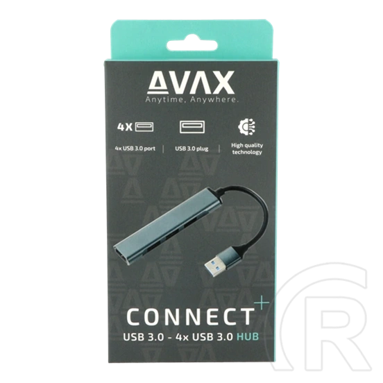Avax HB600 CONNECT+ USB 3.0 hub (4xUSB 3.0, kompakt, fekete)