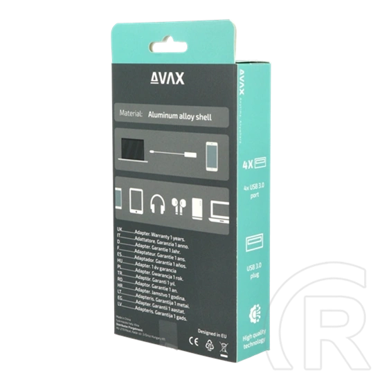 Avax HB600 CONNECT+ USB 3.0 hub (4xUSB 3.0, kompakt, fekete)