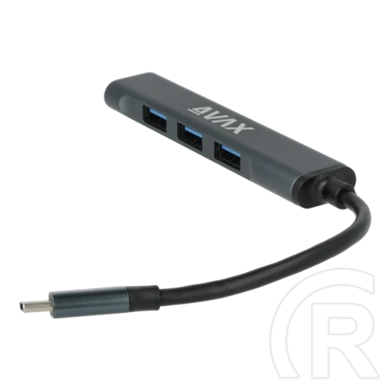 Avax HB601 CONNECT+ USB hub (Type-C, 4x USB 3.0, fekete)