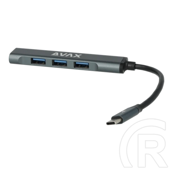 Avax HB601 CONNECT+ USB hub (Type-C, 4x USB 3.0, fekete)