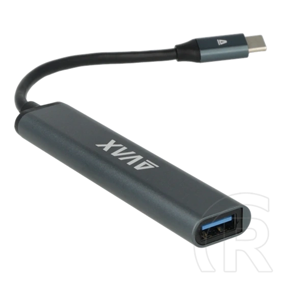Avax HB601 CONNECT+ USB hub (Type-C, 4x USB 3.0, fekete)