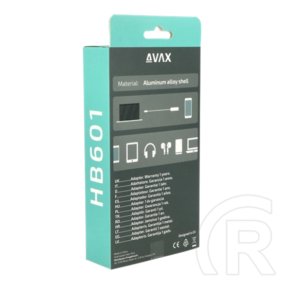 Avax HB601 CONNECT+ USB hub (Type-C, 4x USB 3.0, fekete)
