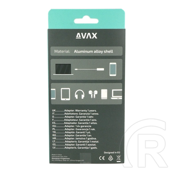 Avax HB601 CONNECT+ USB hub (Type-C, 4x USB 3.0, fekete)
