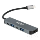 Avax HB611 Connect+ 5in1 Type-C hub (HDMI 4K/60Hz, Type-C bemenet, 2x USB 3.0, PD 100W)