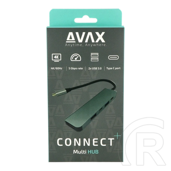 Avax HB611 Connect+ 5in1 Type-C hub (HDMI 4K/60Hz, Type-C bemenet, 2x USB 3.0, PD 100W)