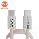 Avax Magnety CB610P gyorstöltő kábel (USB-C - USB-C, 100W, fonott, mágneses, 1 m, rózsaszín)