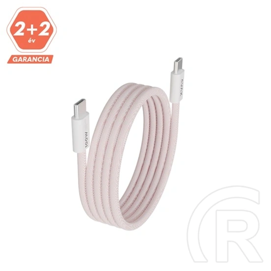 Avax Magnety CB610P gyorstöltő kábel (USB-C - USB-C, 100W, fonott, mágneses, 1 m, rózsaszín)