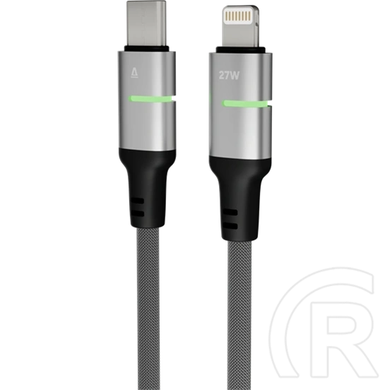 Avax STEELY LED Lightning gyorstöltő kábel (USB-C - Lightning, 27W PD, 3 m, fonott, gyors adatátvitel, Battery Protectio
