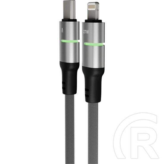 Avax STEELY LED Lightning gyorstöltő kábel (USB-C - Lightning, 27W PD, 3 m, fonott, gyors adatátvitel, Battery Protectio